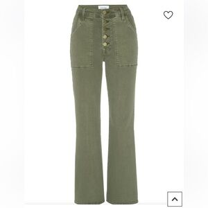 FRAME Le Crop Flare Francoise Exposed-Button Jeans Army Green Size 26
